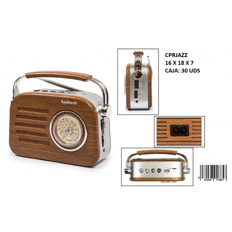 RADIO VINTAGE JAZZ MARRONE/SILVER