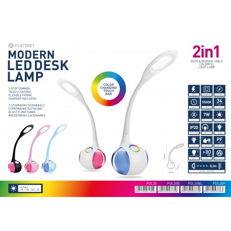 DESK LAMP 7W+NIGHT LIGHT WHITE