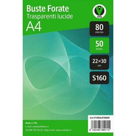 BUSTE FORATE A4 TRASPARENTI LUCIDE CF50