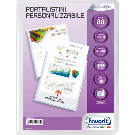 PORTA LISTINI 80 BUSTE TRASPARENTE