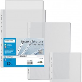 BUSTE FORATE TRASPARENTI ERCOLE, 25PZ