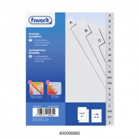 DIVISORI ALFABETICI 20 TACCHE A5 FAVORIT