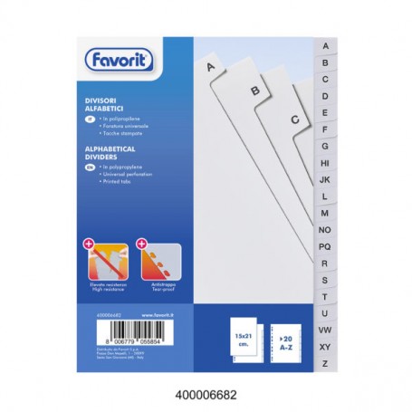 DIVISORI ALFABETICI 20 TACCHE A5 FAVORIT