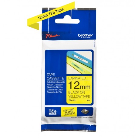 BROTHER TZE-631 - NERO SU GIALLO 12MM