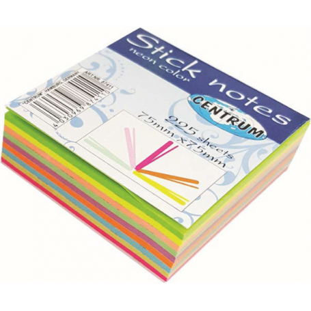 STICK NOTES 75X75MM 225SH 9 NEON