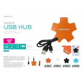 OMEGA USB 2.0 HUB 4 PORT STAR WHITE