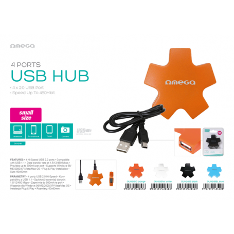 OMEGA USB 2.0 HUB 4 PORT STAR WHITE