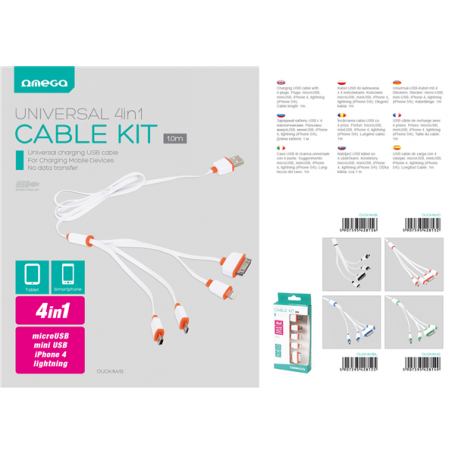 OMEGA USB CHARGING CABLE KIT 4 IN 1 USB