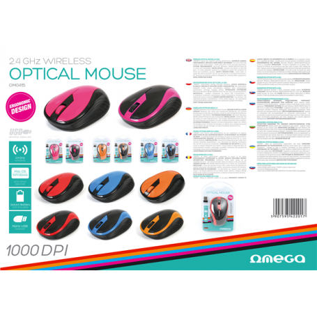 MOUSE OMEGA WIRELESS 2.4GHZ 1000PDI BLU