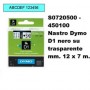 DYMO NASTRO D1 12MMX7M NERO TRASP.