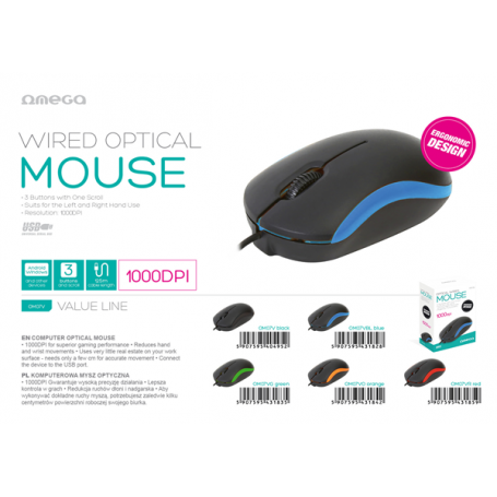 MOUSE OMEGA 3D OPTICAL 1000DPI BLU