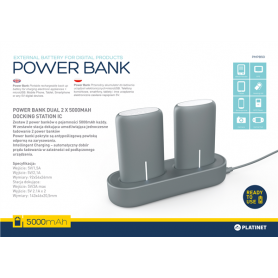 PLATINET POWER BANK DUAL 2X5000MAH DOCKI