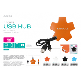 OMEGA USB 2.0 HUB 4 PORT STAR BLUE