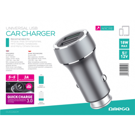 CAR CHARGER METAL 3.0 2X USB 18W