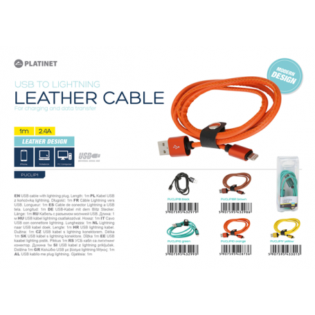 MICRO USB LEATHER CABLE 1MT BROWN 2.4A