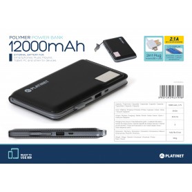 POWER BANK 12000M AH 2.1A USB+LCD BK