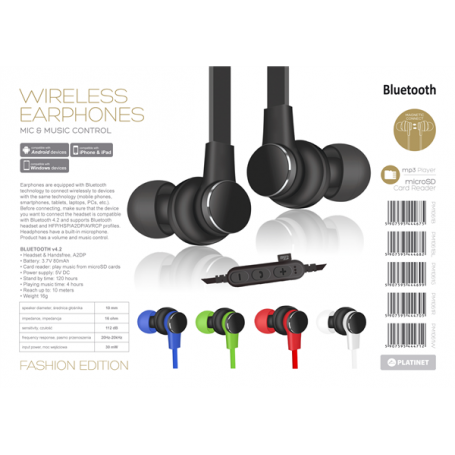 BLUETOOTH V4.2+MICROSD EARPHONE+MIC RED