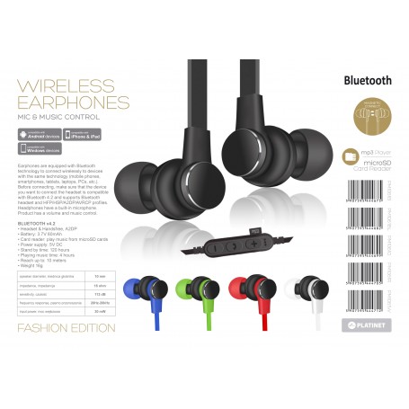 BLUETOOTH V4.0+MICROSD EARPHONE+MIC BK