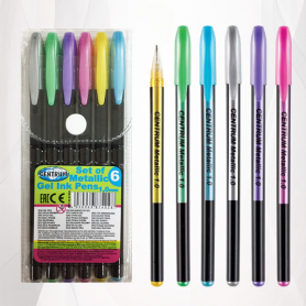 SET OF 6 COLOURS GEL PENS METALLIC 1.0MM