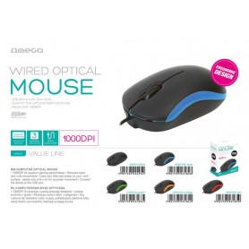 MOUSE OMEGA OM-07 3D OPTICAL NERO+ROSSO