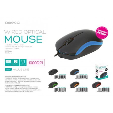 MOUSE OMEGA OM-07 3D OPTICAL NERO+ROSSO