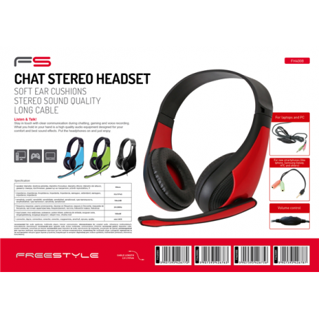 FREESTYLE HI-FI HEADSET+MIC+ADAPT 2.1 BL